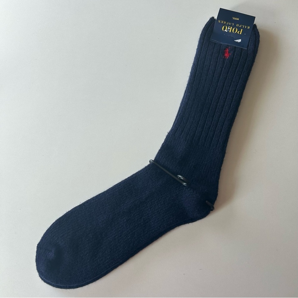 Polo Ralph Lauren Wool Blend Ribbed Navy Blue Socks